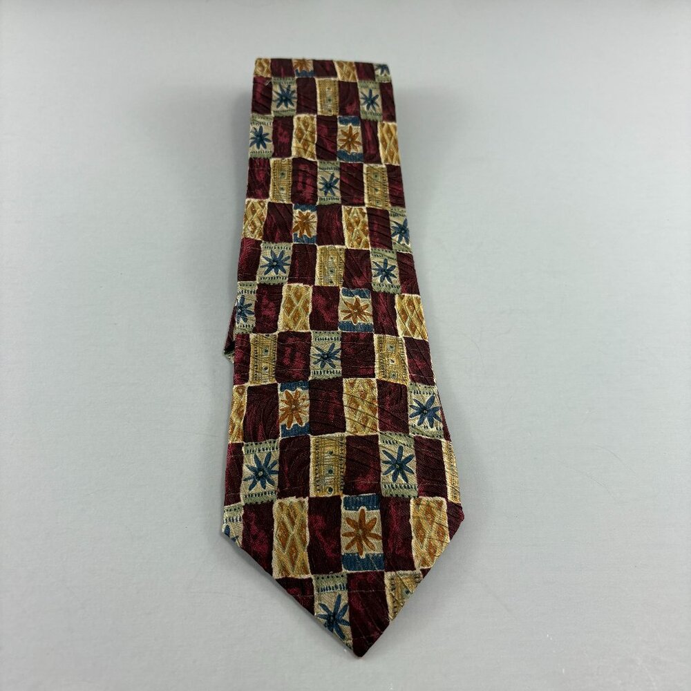 Ferrell Reed for Nordstrom Maroon Gold w/ Flowers Men's Tie 4" x 60" Vintage
